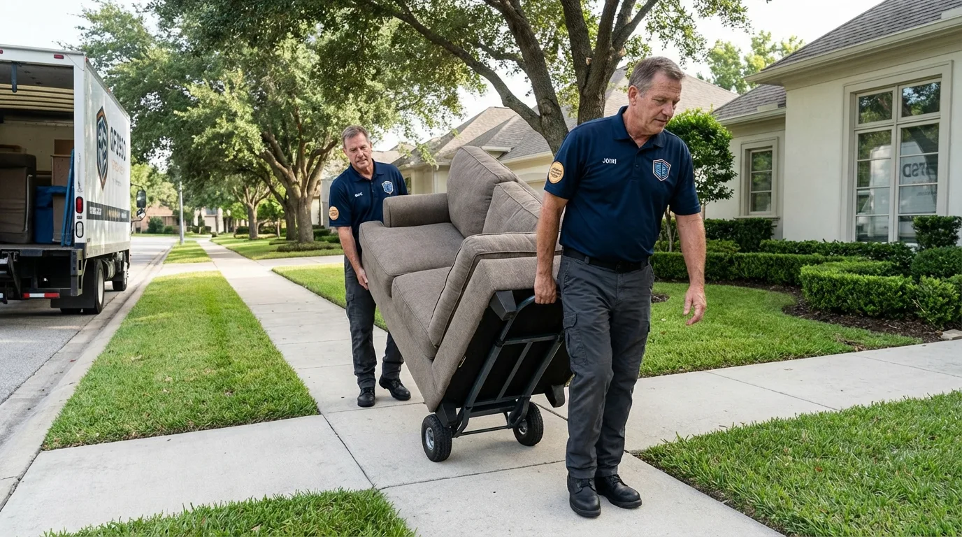 Local residential moving crew loading furniture in Rockville Centre, NY